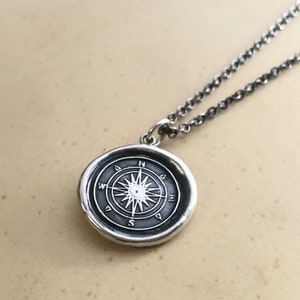 Compass Wax Seal Necklace Compass Rose Nautical Necklace Graduation Necklace Nautical Jewelry Guidance & Direction E2135 image 4