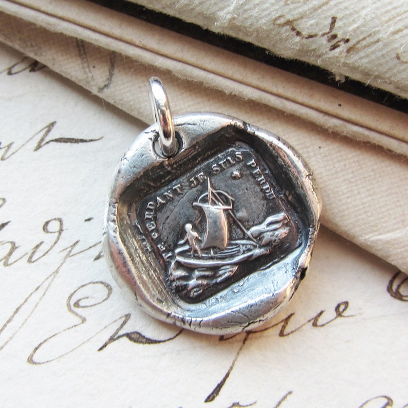 If I Lose You I am Lost wax seal necklace Sailboat Polar Star Sterling Silver Wax Seal Jewelry image 2