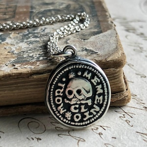 Skull Wax Seal Necklace - Remembrance Jewelry -  Memento Mori Wax Seal Jewelry - Live Life Well - Sterling Silver