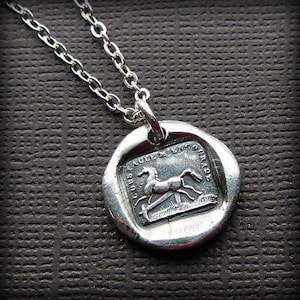 Horse Wax Seal Necklace I'm Encouraged by Obstacles | Rise to the Occasion | Sterling Silver