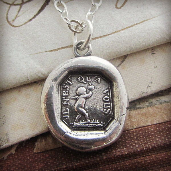 Cupid Wax Seal Necklace - My Heart Belongs To - Wax Seal Jewelry - Commitment Necklace - F195