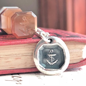 Anchor Wax Seal Necklace - Wax Seal Jewelry in Sterling Silver - Symbol of Hope and Stability - Have Hope - Inspirational Gift