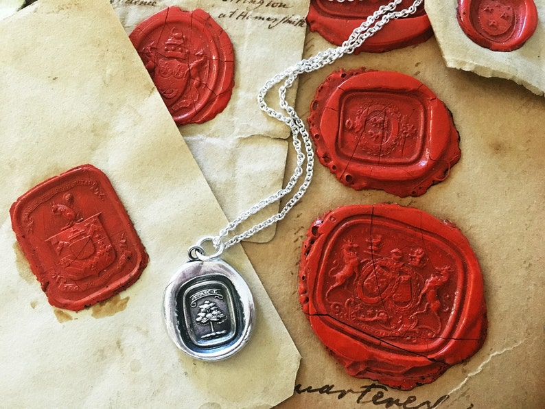 Wax Seal Necklace Tree Strong and Silent Strength Necklace Wax Seal Jewelry in sterling silver image 3