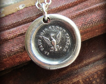 Deeds Not Words - Wax Seal Necklace - Actions Speak Louder Than Words - Sterling Silver Wax Seal Jewelry