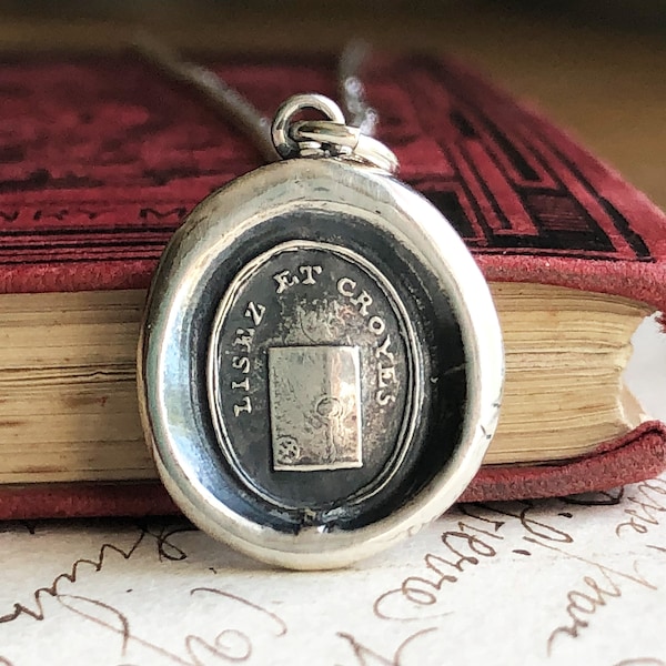 Read and Believe Wax Seal Necklace in Sterling Silver | Symbolic of Truth and Sincerity | Meaningful Jewelry Gift