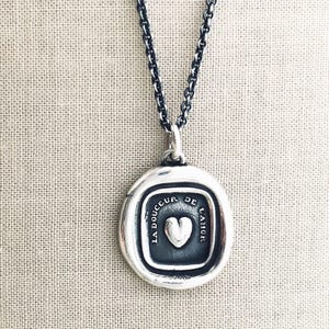 The Sweetness of Love - Love Quote Necklace - Sterling Silver Wax Seal Necklace