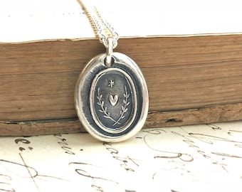True Love Guides Me Wax Seal Necklace - Love Guides the Way - Wax Seal Jewelry - Sterling Silver