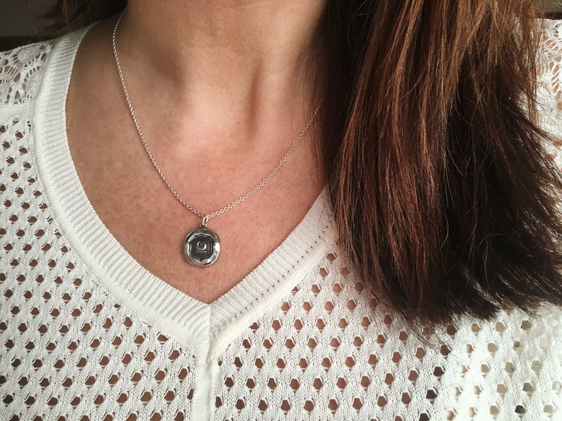 Moon Wax Seal Necklace Silver Crescent Moon Wax Seal Jewelry Meaningful and Symbolic Jewelry Gift Enlightenment image 2