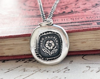 Seek and Find Wax Seal Necklace – Christian Jewelry – Sterling Silver Bible Verse Pendant