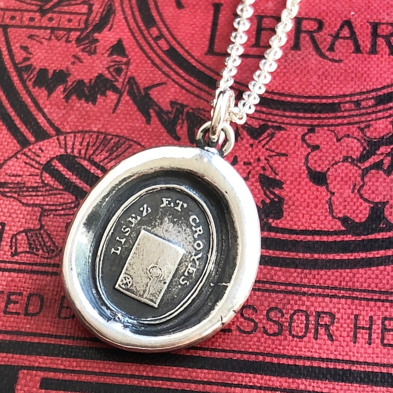 Read and Believe Wax Seal Necklace in Sterling Silver Symbolic of Truth and Sincerity Meaningful Jewelry Gift image 7