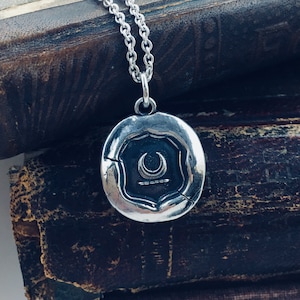 Moon Wax Seal Necklace Silver Crescent Moon Wax Seal Jewelry Meaningful and Symbolic Jewelry Gift Enlightenment image 1