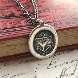 Anchor and  Heart  Wax Seal Necklace ~   Hope & Love ~  found along the banks of Thames River, London Mudlarking Wax Seal- E2205