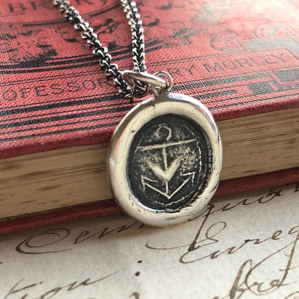 Anchor and  Heart  Wax Seal Necklace ~   Hope & Love ~  found along the banks of Thames River, London Mudlarking Wax Seal- E2205