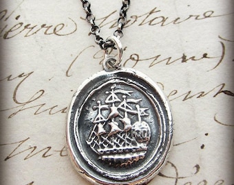 Ship Wax Seal Necklace - Symbolic of Joy, Happiness & Adventure - Nautical Jewelry - Maritime Necklace Handcrafted