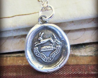 Wax Seal Jewelry Rabbit - Meaningful Necklace - Hope Conquers All Wax Seal Pendant Necklace - Hope Necklace - Inspirational Necklace - RP805
