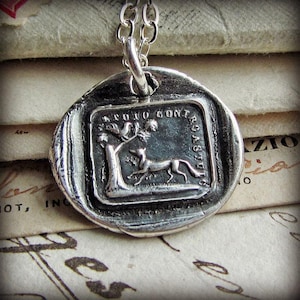 Fox and Rooster Wax Seal Necklace - Aesop Fable Sterling Silver Pendant