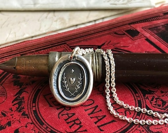 True Love Guides Me Wax Seal Pendant Necklace - Sterling Silver - Love Guides the Way