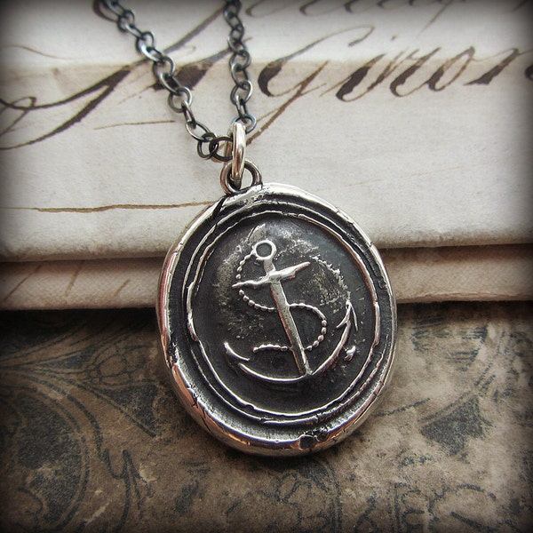 Nautical Anchor Necklace - Wax Seal Necklace - Nautical Jewelry - Anchor Jewelry - Maritime Necklace Handcrafted