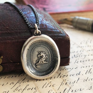 Heraldic Unicorn Pendant | Wax Seal Sterling Silver Necklace | Unicorn Necklace  | Unicorn Charm