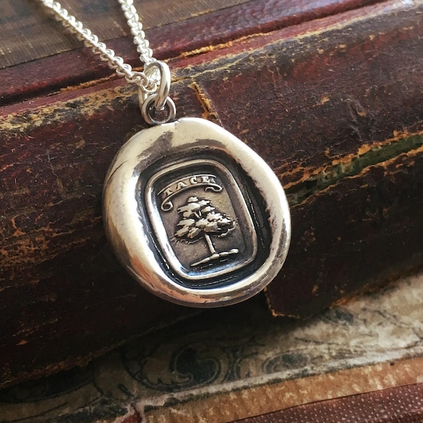 Wax Seal Necklace Tree - Strong and Silent - Strength Necklace - Wax Seal Jewelry in sterling silver