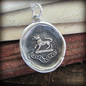 Wolf Wax Seal Necklace - Valor and Guardianship - Latin Motto Wax Seal Jewelry
