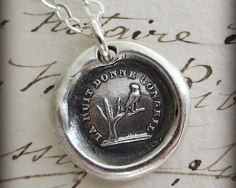 Owl Wax Seal Necklace, Owl Jewelry, Knowledge and Wisdom Wax Seal Owl Pendant