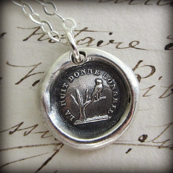 Owl Wax Seal Necklace -  The night gives counsel - Knowledge and Wisdom Wax Seal Necklace - FP340