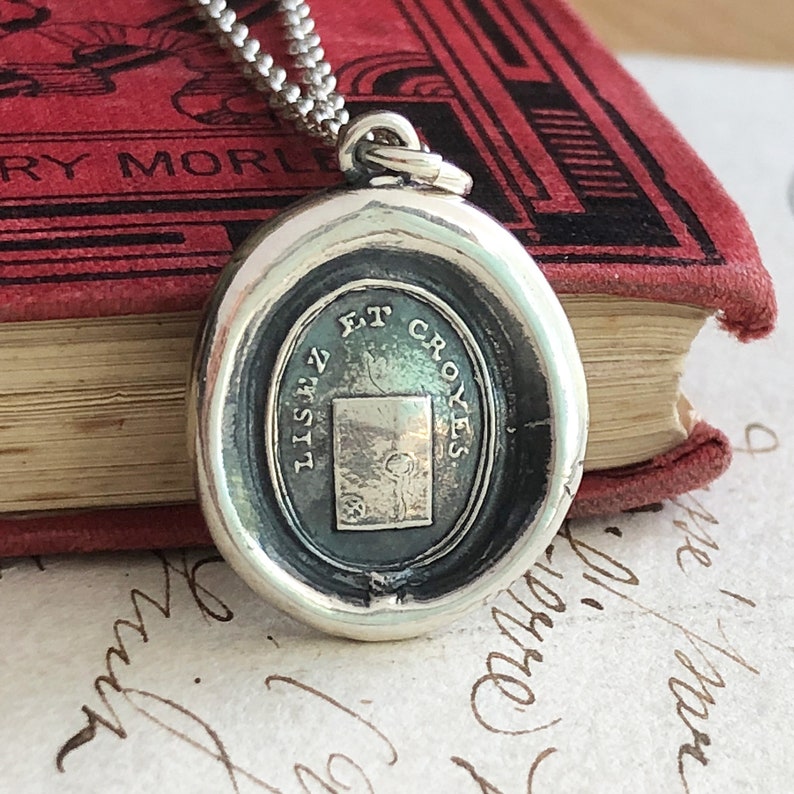 Read and Believe Wax Seal Necklace in Sterling Silver Symbolic of Truth and Sincerity Meaningful Jewelry Gift image 9