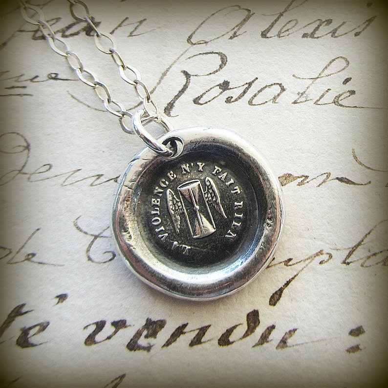 Time Wax Seal Necklace You Can/'t Fight Time FP385 Winged Hourglass