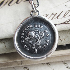 Flower & Butterfly French Wax Seal Necklace -  Silver Wax Seal Jewelry - Romantic Gift for Her - Your Sweetness is my Life
