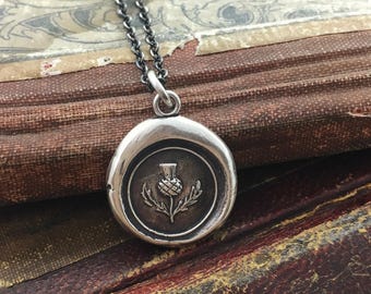 Outlander Necklace, Scottish Jewelry, Wax Seal Necklace Thistle, Friendship Gift