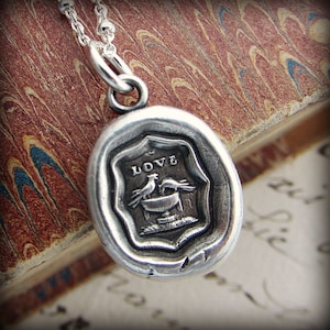 Soulmate Necklace • Wax Seal Necklace • Bird Necklace • Love Birds  Gift for Her • Anniversary Gift • Girlfriend Gift