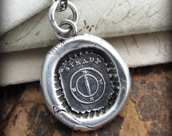 Compass Wax Seal Necklace - Mariners Compass - You are the Captain of your Journey - Inspirational Jewelry silver