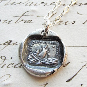 If I Lose You I am Lost - wax seal necklace - Sailboat Polar Star - Sterling Silver Wax Seal Jewelry