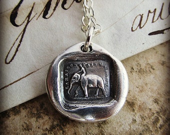 Wax Seal Charm "Reason Is My Strength" - Elephant wax seal necklace - Strength, Wit and Ambition - FS655