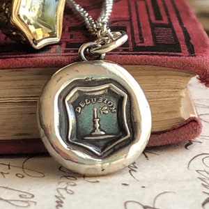 Delusion Wax Seal Necklace - Moth - like a moth to a flame, I am attracted to you - Temptation - Idiom Jewelry