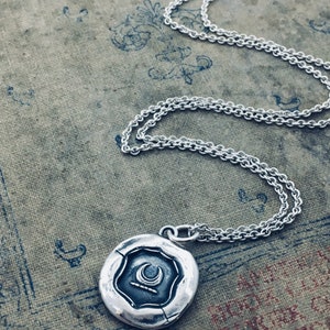Moon Wax Seal Necklace Silver Crescent Moon Wax Seal Jewelry Meaningful and Symbolic Jewelry Gift Enlightenment image 5