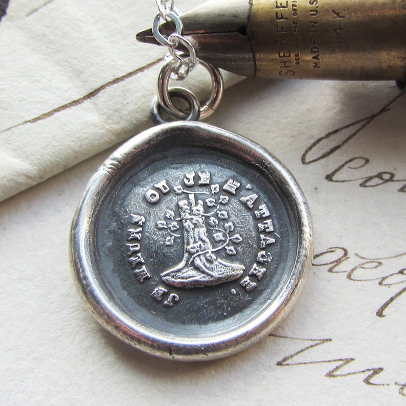 Till Death Do Us Part Wax Seal Necklace Attached Until Death antique french wax seal jewelry Woodbine & Oak, marriage and engagement image 1