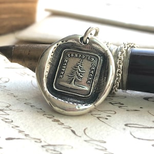 Leaning Tree Wax Seal Necklace - symbol for the Steadfast and Unwavering - Sterling Silver Wax Seal Jewelry