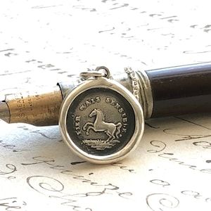 Horse Wax Seal Necklace - High Spirited Horse - Fier Mais Sensible sterling silver pendant - Equestrian Gift - gift for horse lover