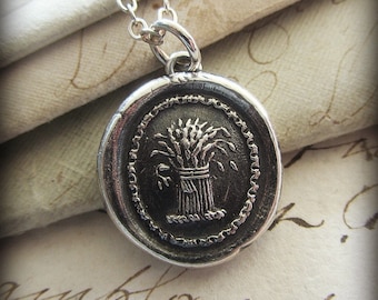 Prosperity Wax Seal Necklace - Wheat Sheaf - A symbol for prosperity, abundance and hope - E2340