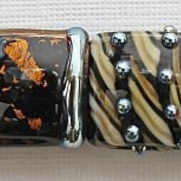 Sileverd Safari Squares - (6) Handmade glass beads