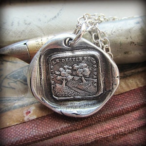 Wax Seal Charm Destiny - Wax Seal Necklace - French Wax Seal Pendant - Inspirational Quote Jewelry