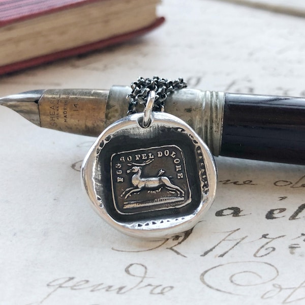 Endure - I Will Go On - antique Italian motto wax seal charm necklace - Inspirational Necklace - endure and move forward