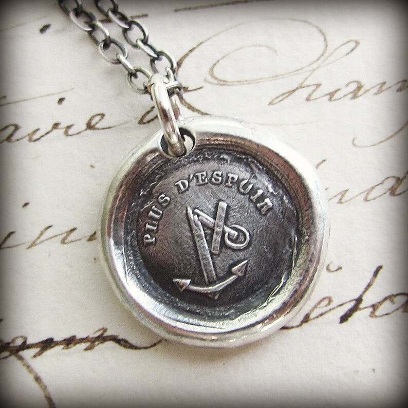 Broken Anchor Wax Seal Necklace......Don't Despair, Have Hope french wax seal jewelry in sterling silver image 1