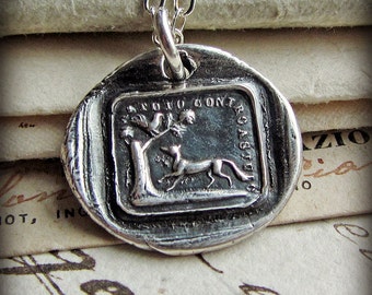 Words of Wisdom - The Fox and the Rooster - Aesop Fable wax seal necklace - Cunning Outwits Cunning - The Truth Always Prevails - IS310