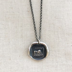 Patience Lion and the Mouse Sterling Silver Wax Seal Necklace Aesop Fable Jewelry image 7