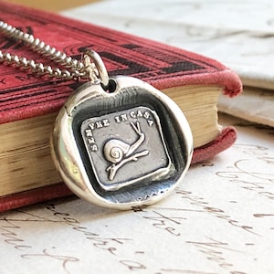 Snail wax seal necklace - Always at Home - antique Italian wax seal jewelry - Home is Where the Heart Is - IS270