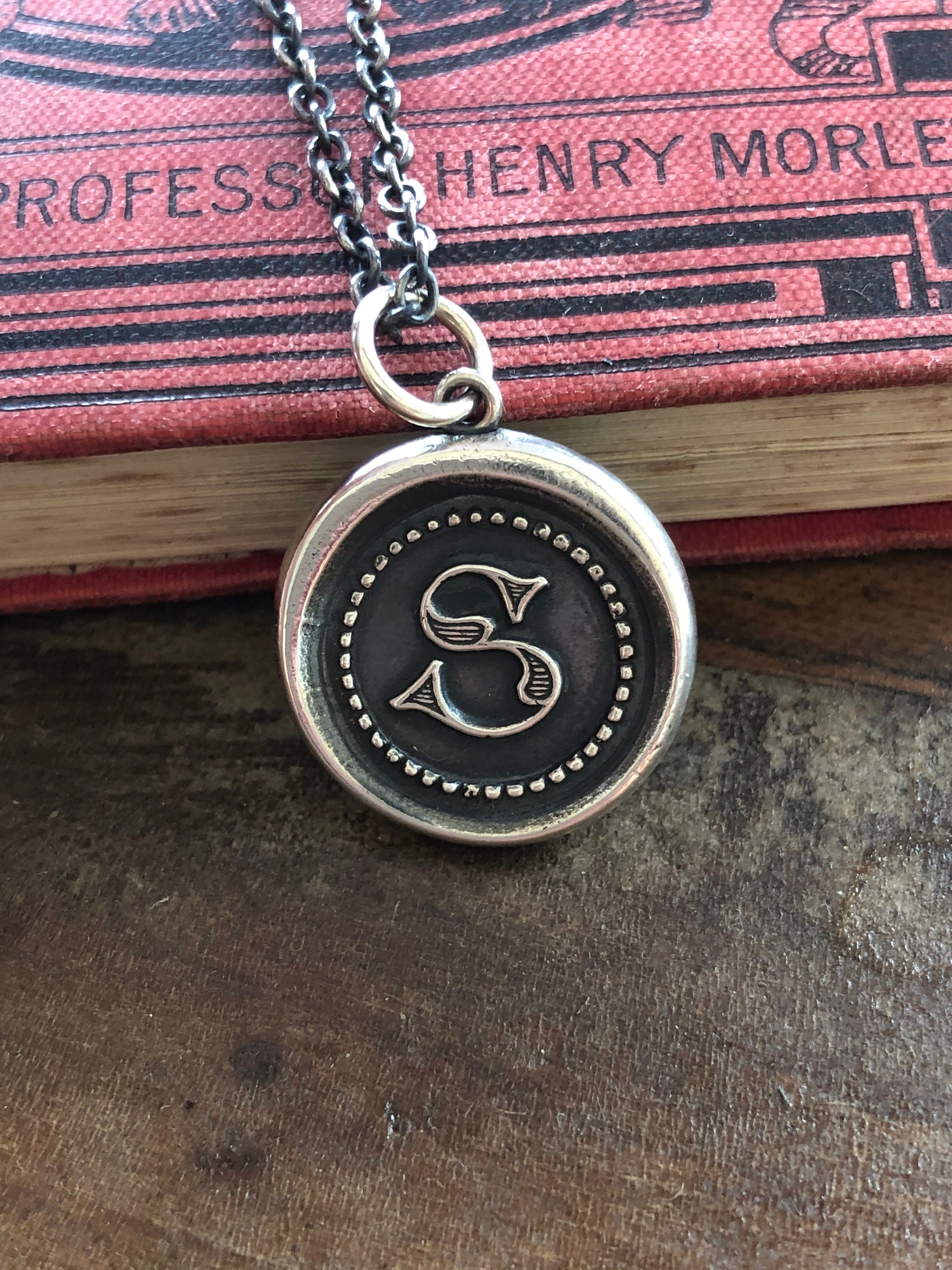 Initial S Necklace Sterling Silver Wax 