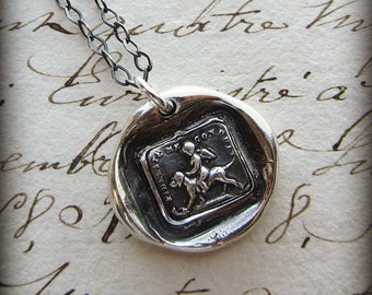 Wax Seal Necklace Faithfulness Guides Me • Cherub and Dog • French Wax Seal jewelry • ever faithful and loyal